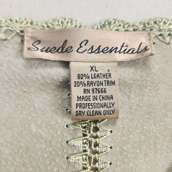 Suede Essentials Crochet Jacket Womens XL Leather Hippy Boho Music Festival - Picture 5 of 10